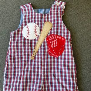 Bailey Boys 6M 6 months baby reversible romper baseball and boat two sided
